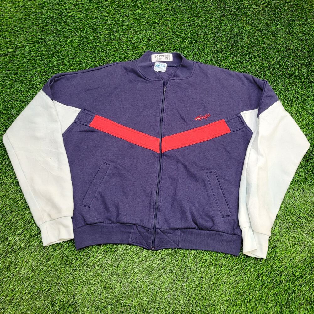 Vintage Dolfin Track Jacket L/XL 25x24 Crop Colorblock Y2K